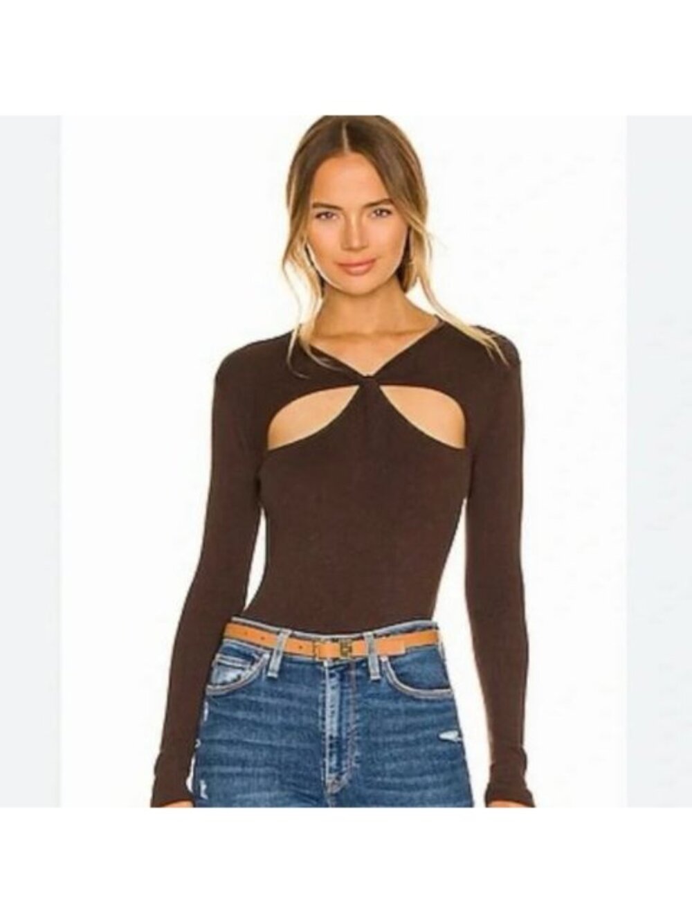 27 Miles Malibu Quinlan Black Cutout Cashmere Blend Sweater Top Medium
